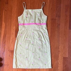 Floral Embroidered Dress with Pink Accents